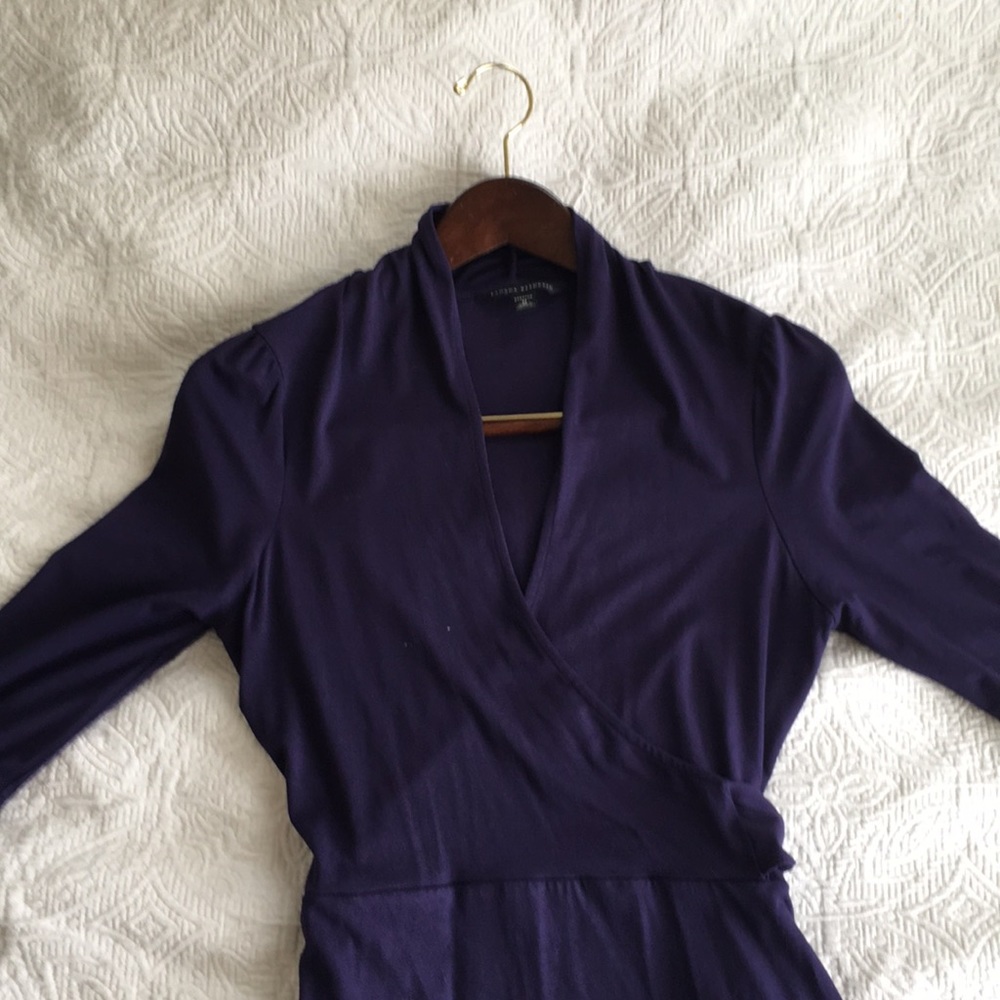 Deep Purple Stretch Cotton Wrap Dress
